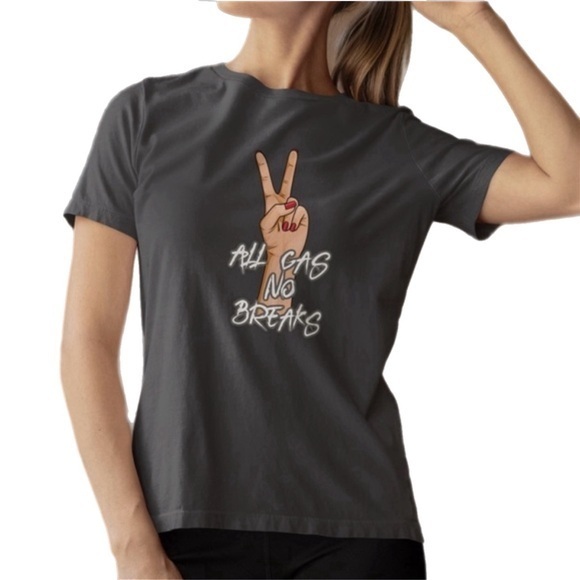The Blind Medium Tops - The Blind Medium | Heather Grey ALL GAS NO BREAKS PEACE Woman’s Short Sleeve T